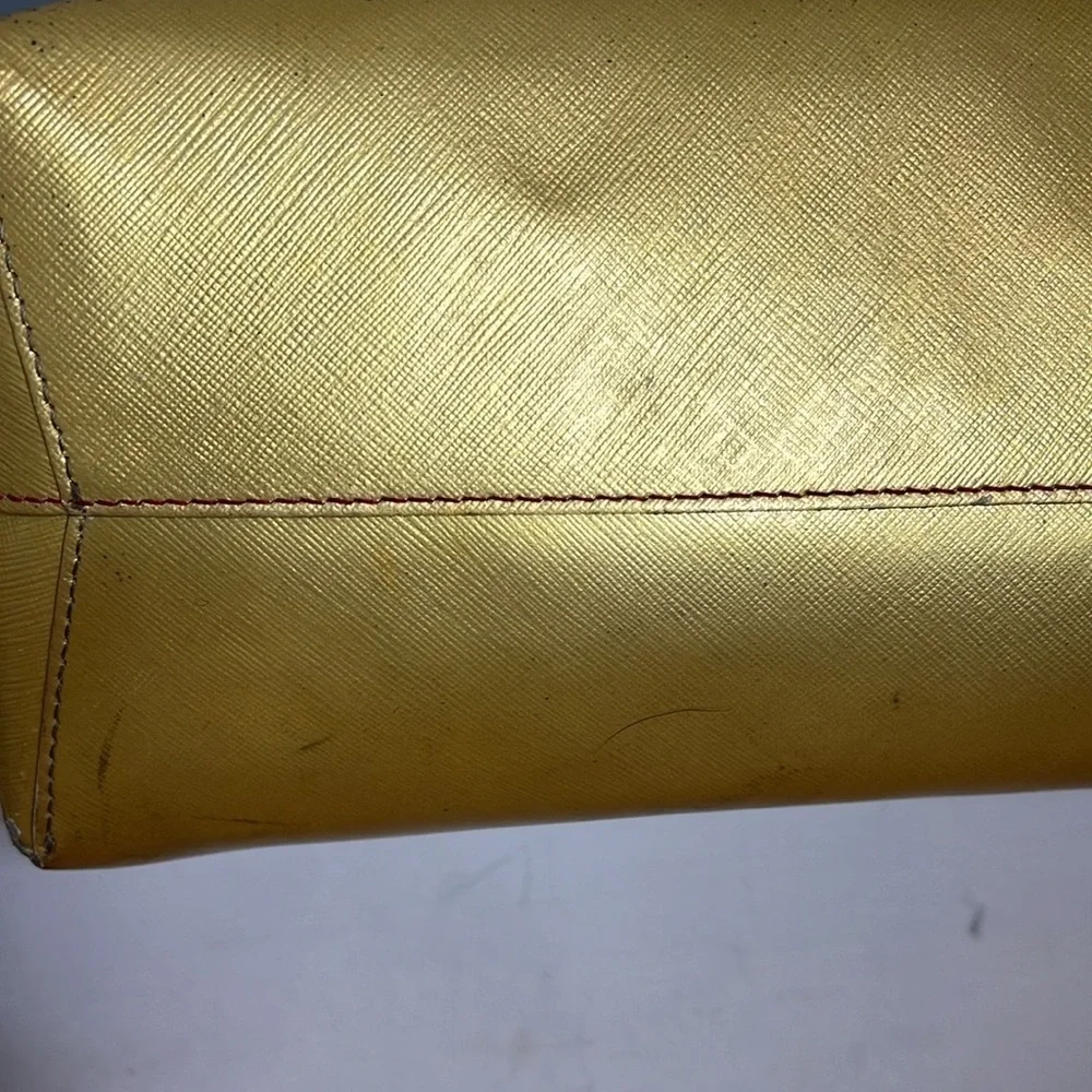 Furla Melissa Leather Tote Shoulder Bag Red White Gold